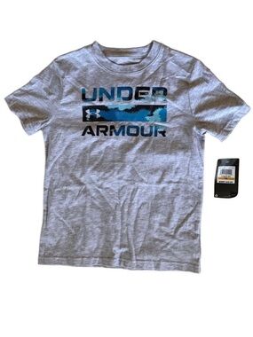 Under Armour Youth Small Graphic T-Shirt | Gray Teal Black Athletic Tee